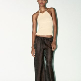 SEMI-SHEER CRINKLED TROUSERS