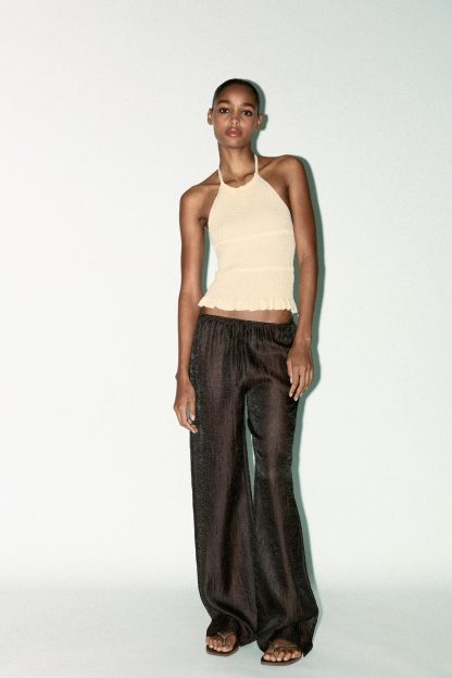 SEMI-SHEER CRINKLED TROUSERS